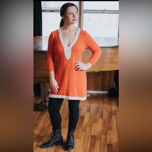 Free People knit sweater mini dress, red/orange, size XS